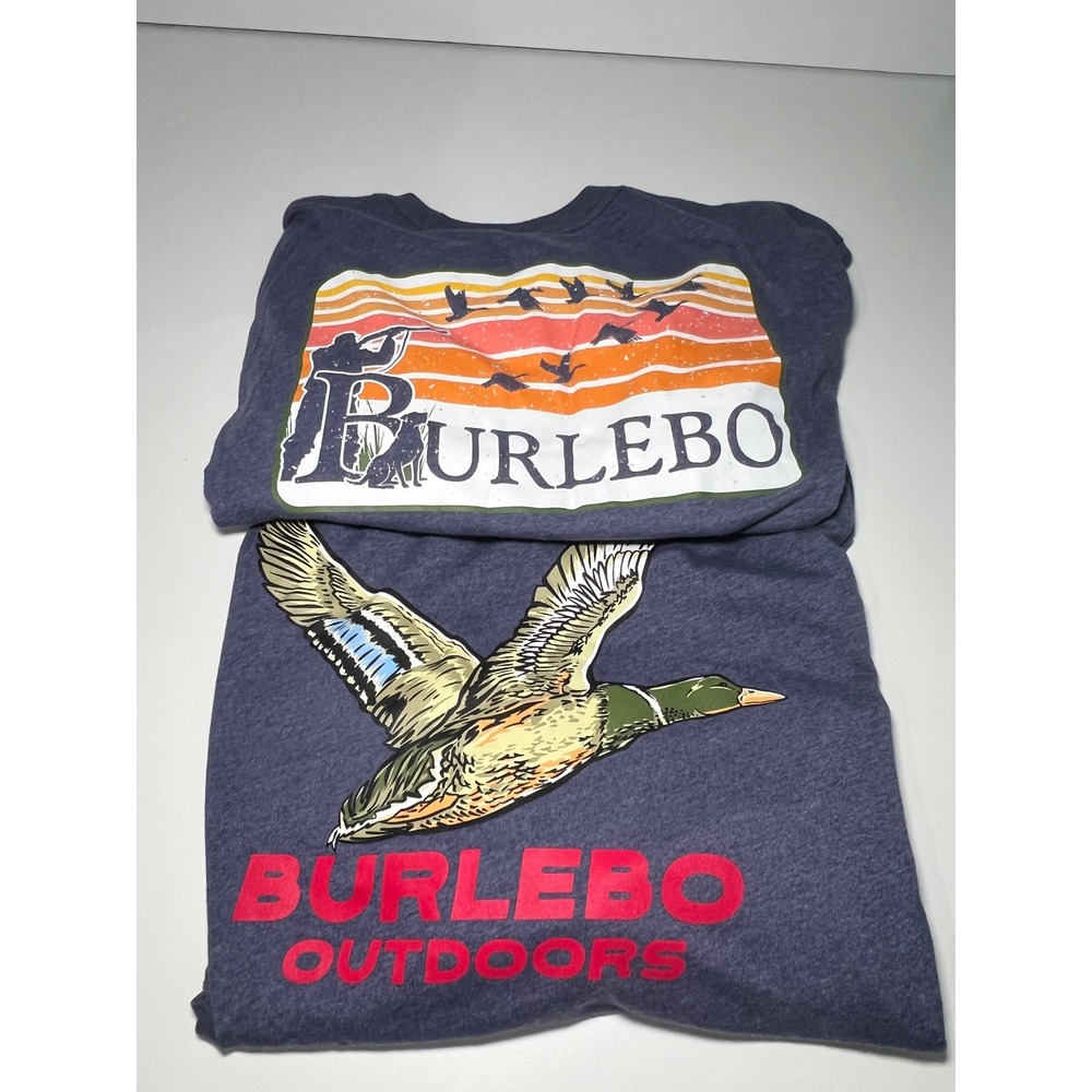 Burlebo Outdoors L/S Pocket T-Shirt Bundle Mens M Mallard Duck Hunting Blue